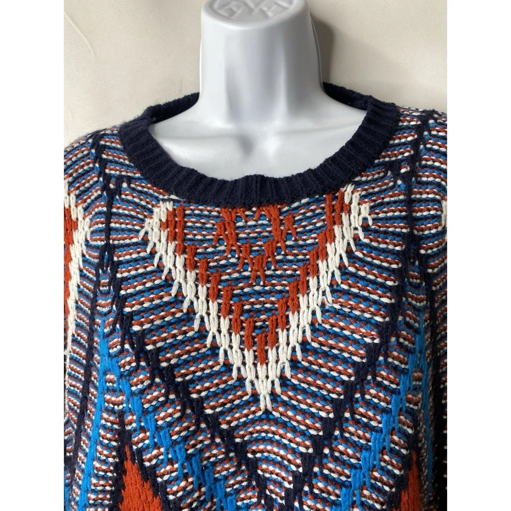 Womens Aztec Chunky Knit Sweater Measures Medium Cropped Fall Artsy Street wear